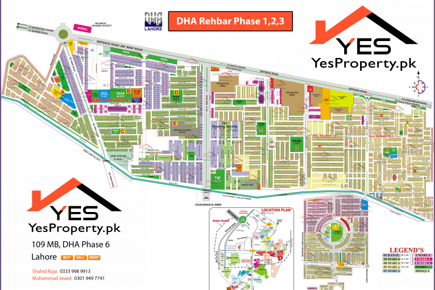 DHA Rehbar Lahore Phase 1 2 3 Map